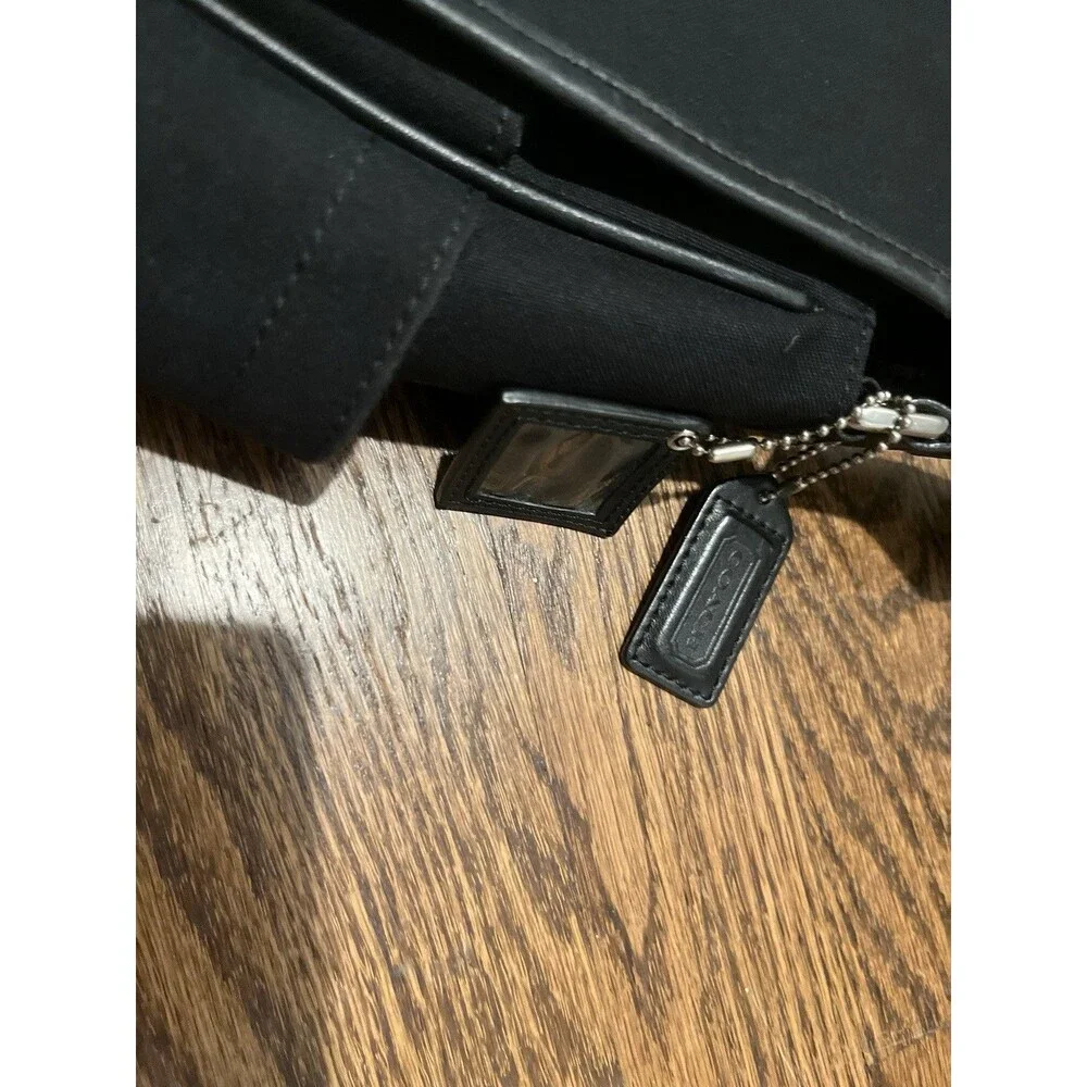 COACH Men's Messenger Commuter Bag Black Canvas Leather Trim Black F35-6437
